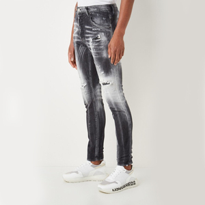 DiZNEW OEM-pantalones vaqueros rasgados para <span class=keywords><strong>hombre</strong></span>, <span class=keywords><strong>Jeans</strong></span> desgastados personalizados de alta calidad, Estilo Vintage, para motorista, cónico - Product Image 5