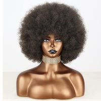 Perruque Afro Bouclée Frisée Noire Style Années 70, Effet Disco Hippie, Petite Taille de Bonnet, en Fibre Haute Température pour Femmes Noires