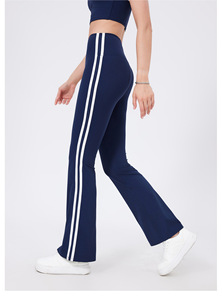 Women High Waist Side Stripe <b>Flare</b> Yoga Pants Tummy Control Peach Butt Lift Nude Sense Pilates Workout <b>Leggings</b> Wholesale - Product Image 3