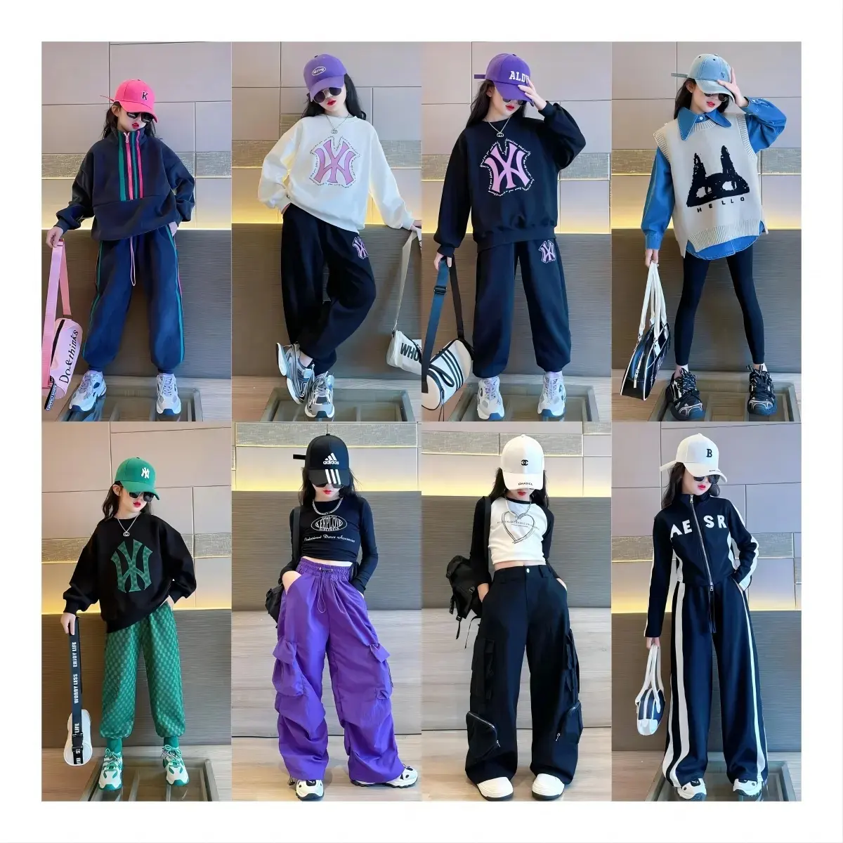 Girls 2 Piece Outfit Sweatsuits Set Kids Velour Sweatshirts & Sweatpants Tracksuits Set for Girls