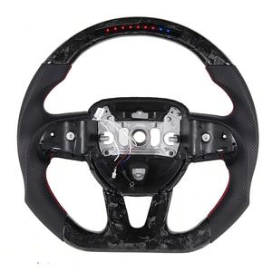 Volant à fond plat en fibre de carbone forgée pour <span class=keywords><strong>Dodge</strong></span> Challenger Charger <span class=keywords><strong>SRT</strong></span> 2015 2016 2017 2018 2019 <span class=keywords><strong>2020</strong></span> 2021 2022 2023 - Product Image 4