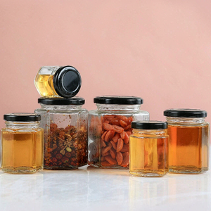 Venta al por Mayor de Frascos de Vidrio Hexagonales Transparentes de 45-730 ml con Tapa Negra para Envasar Miel/Mermelada, Recipiente Clásico de Vidrio para Alimentos - Product Image 3