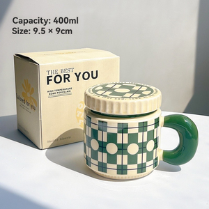 Offre Spéciale – Tasse Vintage Créative en Porcelaine et Céramique, Design Élégant, avec Couvercle, 400 ml, Écologique, Logo Personnalisable, Idéale pour les Fêtes - Product Image 3