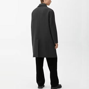 LEDUO 대량 주문 맞춤 남성 의류 겨울 코트 클래식 버튼 외투 완전 줄 기능성 포켓 스트레이트 핏 울 피코트 - Product Image 3