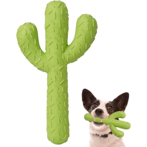 Jouets à mâcher <span class=keywords><strong>pour</strong></span> chiens en caoutchouc durable, écologiques, motif dessin animé, <span class=keywords><strong>pour</strong></span> mâcheurs agressifs, jouets résistants en forme de cactus, nettoyage des dents, entraînement interactif - Product Image 1