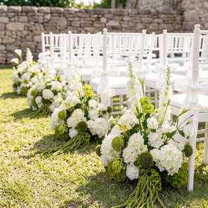 GNW Vendita all'Ingrosso Decorazione Floreale Realistica per Corridoio Nuziale Fiori Artificiali Verdi e Bianchi per Passaggio Nuziale - Product Image 3