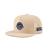 Casquette de baseball snapback à 5 panneaux à visière plate avec patch brodé à la main personnalisé, en polyester imperméable, motif Dobby Dot Oxford Argyle Léopard