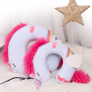 Cuscino da Viaggio a U in Memory Foam Antistatico, Design Unicorno Cartoonesco, Comodo per il Collo, Ideale per Aereo - Product Image 3