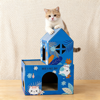 Maison pour chat ondulée à 2 niveaux, exclusivité transfrontalière, personnalisation de l'emballage en petites séries prise en charge, écologique et inodore
