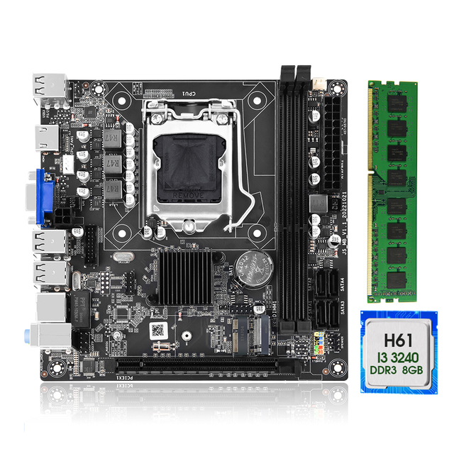 WENLINK H61 Motherboard Kit with Core I3 3240 Processor with DDR3 Memory Integrated GPU Placa Mae LGA 1155 with NVME Ports
