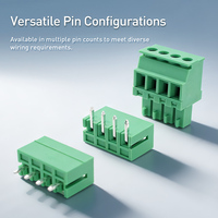Conector PCB de Latón PA66 con Paso de 3.81MM, 300V 8A, Bloque de Terminales Hembra Verde Enchufable - Temperatura de Operación de -30 a 105°C