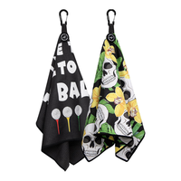 Serviette de golf magnétique en microfibre à sublimation, serviette de golf magnétique personnalisée avec logo et crochet, vente à chaud