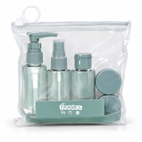 Ensemble de flacons de voyage PET de 50 ml avec pompe pulvérisatrice, bouchon à clapet, pots à crème, pochette zippée transparente, contenants de toilette rechargeables pour cosmétiques