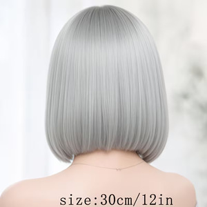 วิกผมบ๊อบสีเทาเงิน <span class=keywords><strong>ทรง</strong></span>ผมตรง วิกผมสังเคราะห์สำหรับผู้หญิง วิกผมสั้น แบบสวม ผลิตด้วยเครื่องจักร สำหรับขายข้ามประ<span class=keywords><strong>เท</strong></span>ศ - Product Image 3
