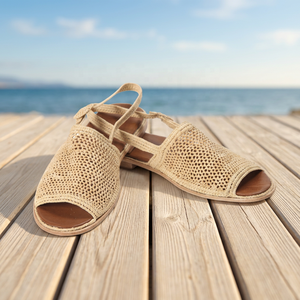 Raffia Flat Sandals Open Toe Breathable Summer Women Shoes Fashion Casual Cork Sole Solid Color - Product Image 1