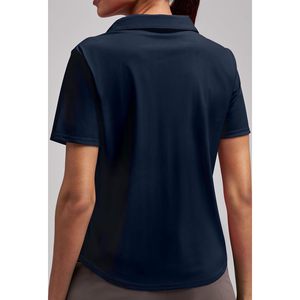 FOXA Polo de golf para mujer, manga corta, cuello en V, azul marino, M, top deportivo anti-UV - Product Image 2