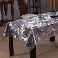 Nappe en PVC RNPT, motif feuilles grises, dos en tissu opaque, facile à nettoyer, pour cuisine, café, maison, salle à manger