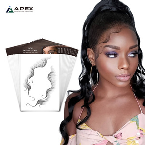 Autocollant <span class=keywords><strong>Tatouage</strong></span> Capillaire Bébé pour Cheveux, Bords Imperméables, Faux Autocollant Temporaire pour Ligne de Cheveux 110x180mm pour Femmes Noires et Perruques en Dentelle - Product Image 1
