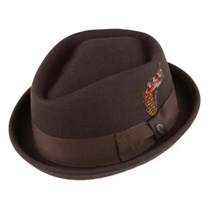 Brown Fedora <b>Hat</b> for <b>Men</b> <b>Winter</b> Casual Party Travel Outdoor Ribbon Band Feather Accent - Product Image 1