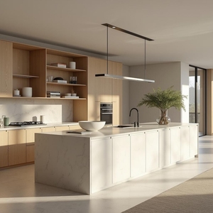 Op Maat Gemaakte Witte Eiken Fineer Keukenkast Moderne Stijl Modulaire Moderne Massief Houten Keukenopbergkasten - Product Image 6