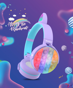 Juguetes Sensoriales Antiestrés Push Bubble JKK-<span class=keywords><strong>pop</strong></span> It, Audífonos Bluetooth para Niños con Luces LED Intermitentes, Set de Regalo para Niños - Product Image 4