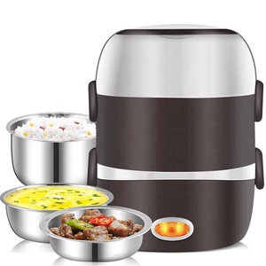 Electric Heating Lunch Box Mini Steamer Cooking Rice Cooker Home School Office Meal Food Warmer Container Heater