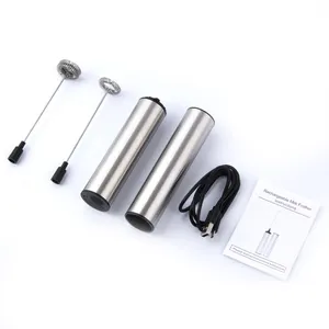 Biểu Tượng Tùy Chỉnh Thép Không Gỉ Cà Phê Mixer Frother Sữa Whisk Sữa Tự Động Frother Cầm Tay USB Có Thể Sạc Lại Sữa Frother