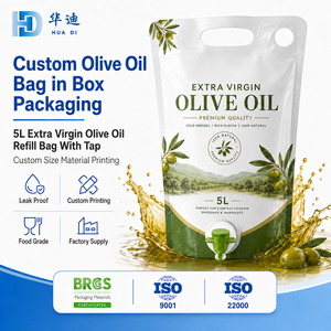 Bolsa Personalizada para Bebidas, Vino y Agua de 3L, 5L y 10L con Asa de Transporte, <span class=keywords><strong>Película</strong></span> Transparente de PE para Marcas de Aceite de Oliva - Product Image 1