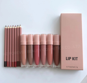 Ensemble de gloss à lèvres liquide hydratant à la vitamine E, vegan, couleur nude, haute pigmentation, crayon à lèvres mat longue tenue, kit de maquillage nourrissant pour les lèvres - Product Image 2