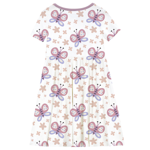 Robe en coton à manches courtes pour enfants, tenue de soirée formelle d'été pour filles avec motif de fleurs occidentales pour les enfants de 6 à <span class=keywords><strong>9</strong></span> <span class=keywords><strong>ans</strong></span>, vente en gros - Product Image 2