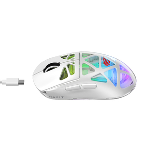 <span class=keywords><strong>Souris</strong></span> <span class=keywords><strong>sans</strong></span> <span class=keywords><strong>fil</strong></span> tri-mode Havit MS1044WB, directement de l'usine, noire, 500 mAh, RGB, rechargeable, mécanique, ajourée, pour le bureau et les jeux - Product Image 4