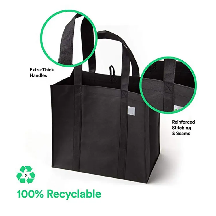 Large China promotional grocery bag custom logo laminated supermarket shopping nonwoven grocery tote bag