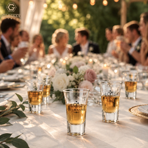 Coffret de verres à shot personnalisés pour mariage avec nom et date, coffret cadeau blanc, élégant ensemble de verres à vin de petite taille - Product Image 3