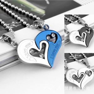 Collier de couple avec pendentif en forme de cœur, puzzle en forme de cœur, deux moitiés de cœur assorties pour les amoureux, cadeau pour la fête des amoureux, collier assorti - Product Image 4