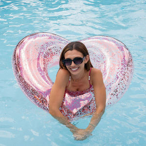 Flotteur de piscine géant en forme de cœur pailleté, <span class=keywords><strong>tube</strong></span> flottant en PVC épaissi, anneau de natation, radeau aquatique, jouets de fête pour adultes - Product Image 3