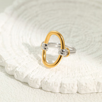 Bague en acier inoxydable torsadée épaisse bicolore or et argent, plaquée or pour femme, vente en gros