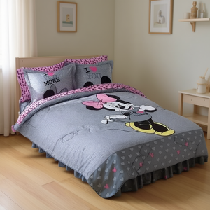 Parure de lit matelassée Minnie Mouse, taille matrimoniale, gris, 3 pièces, avec taies d'oreiller - Product Image 2