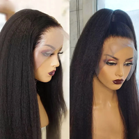 Perruque complète en dentelle Kinky Straight pas chère, 100 % cheveux humains, perruque en dentelle suisse HD, perruques frontales en dentelle de cheveux vierges