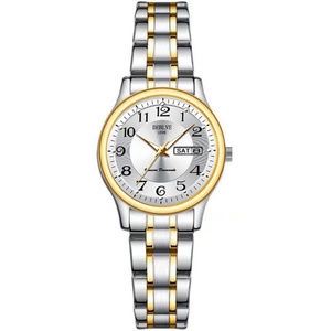 Reloj de Cuarzo de Lujo para Mujer, Reloj de Pulsera de Acero Inoxidable Dorado, Reloj de Dama con Calendario - Product Image 1