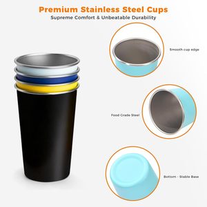 Vasos Apilables de 16 oz, Tazas de Acero Inoxidable, Tazas de Café, Vasos Ecológicos de Metal Premium - Product Image 5