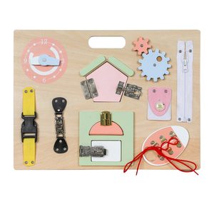 Planche Montessori Double Face Occupé Apprentissage Précoce Jouet en Bois pour 2 4 Ans Forme Assortie Dressing Lacet Déverrouillage - Product Image 4