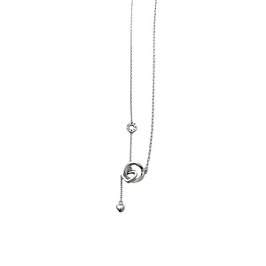 S925 Sterling Silver <b>Necklace</b> For Women Geometric Double <b>Ring</b> Heart Pendant Choker Everyday Wear - Product Image 5