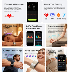 Braccialetto <span class=keywords><strong>Fitness</strong></span> con Monitoraggio ECG Preciso, Impermeabile, Tracker per Frequenza Cardiaca e Salute per Uso Quotidiano - Product Image 5