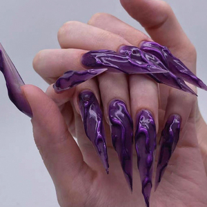 24pcs Halloween Wear 3D Fake Nail Set Magic Mirror <span class=keywords><strong>Poudre</strong></span> pour doigts faits à la main Europe États-Unis Cross-Border Nail - Product Image 6