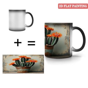 Taza diaria <span class=keywords><strong>de</strong></span> cerámica con borde liso y redondo, 11 oz, negra esmerilada, con efecto mágico <span class=keywords><strong>de</strong></span> cambio <span class=keywords><strong>de</strong></span> color por calor, ideal para dropshipping. - Product Image 1