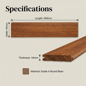 Suelo de Parqué de Azobé Sólido Unitario 440x95x18mm con Sistema de Bloqueo, Impermeable, Calefacción por Suelo Radiante para Cocina, Almacén, Residencial - Product Image 5