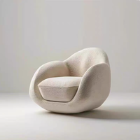 Ensemble de canapés en velours chenille, style crème, minimaliste moderne, pour salon, avec canapé d'angle créatif de forme irrégulière et combinaison incurvée