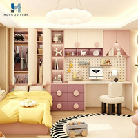 Ensemble complet de meubles de chambre d'enfant style crème personnalisé avec armoire intégrée, lit, bureau intégré, armoire multifonctionnelle
