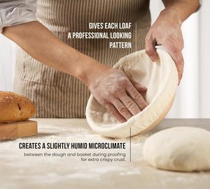 Panier <span class=keywords><strong>de</strong></span> levage en rotin avec doublure, fait main, pour pain au levain, panier à pain en osier - Product Image 2