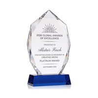 Trophée en Verre Cristal Personnalisé avec Logo Imprimé UV 5 Couleurs, Forme Diamant, pour Cérémonie d'Entreprise - Vente en Gros